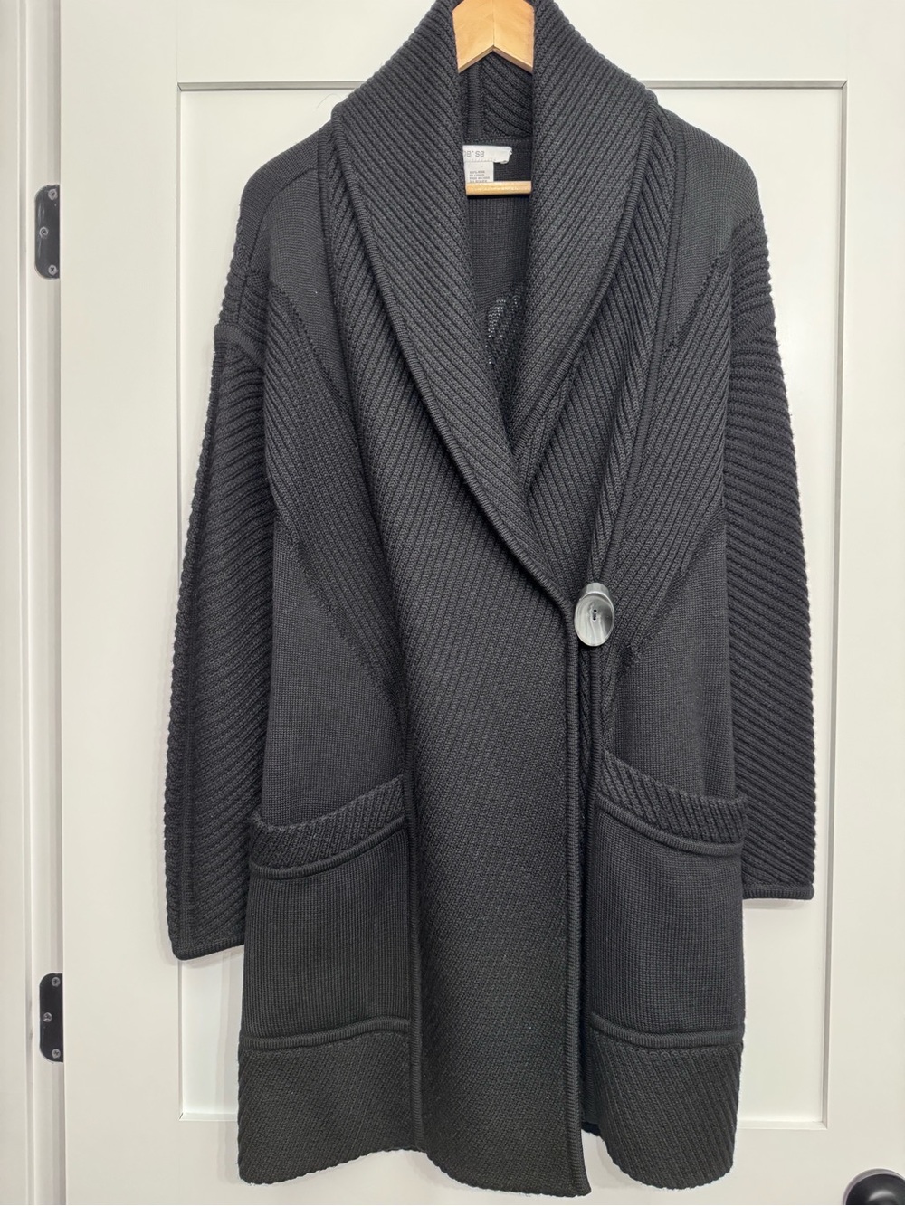 per se Black Shawl Collar Knit Jacket - black, size M